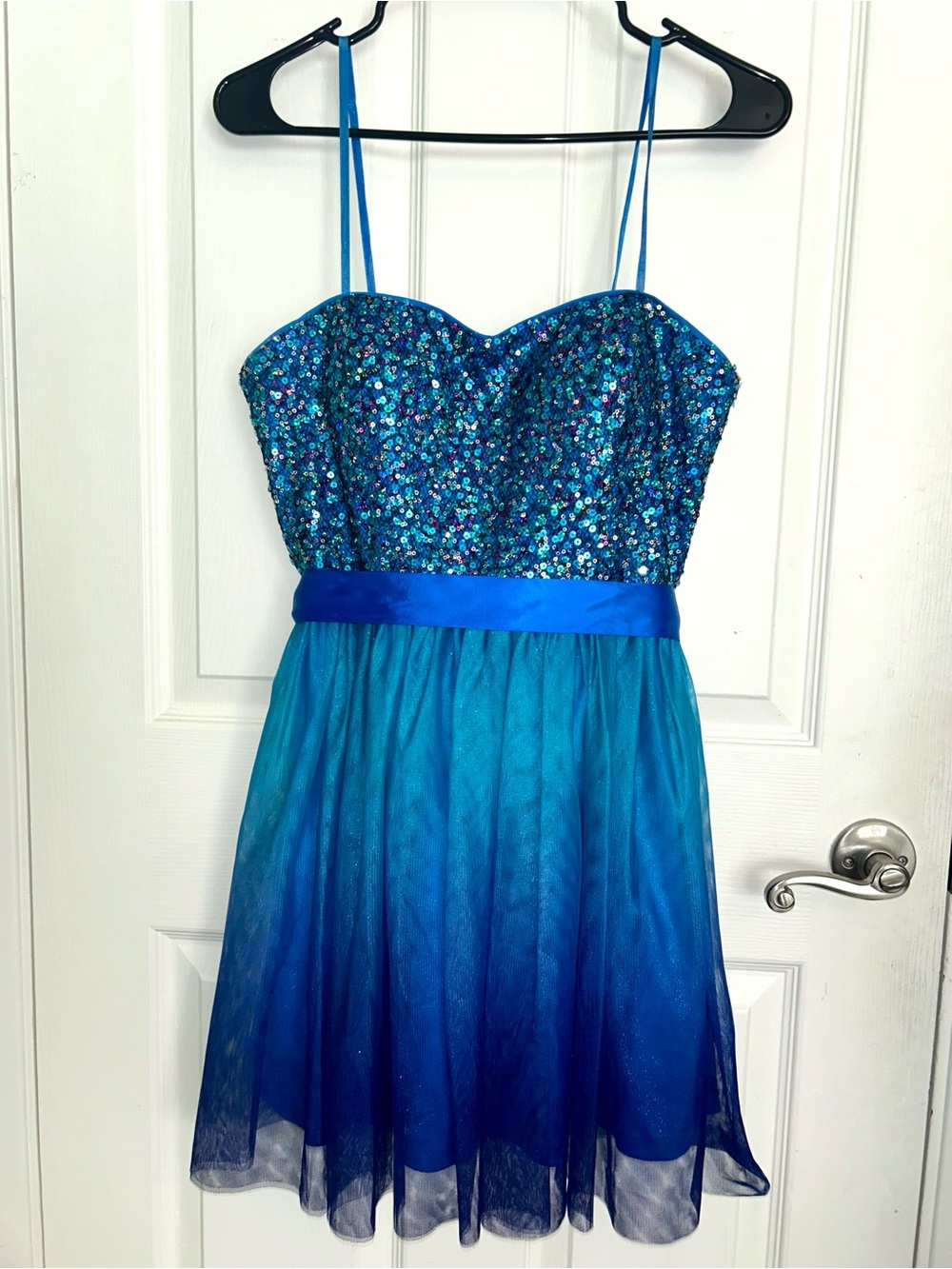 Sparkle Blue Ombré Sequin Mini Dress